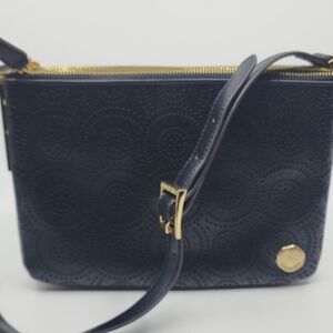 Vince Camuto Black & Gold Perforated Crossbody Bag, pre-owned.